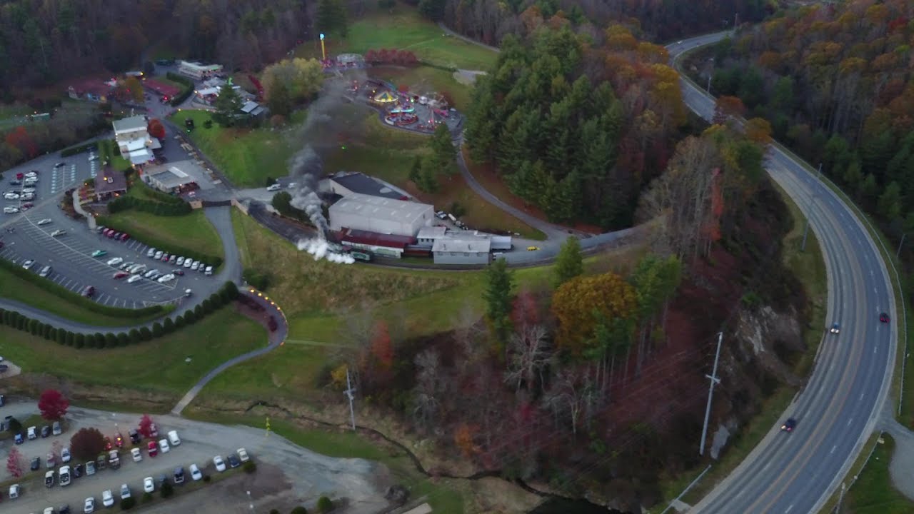 Drone Video of Tweetsie's Ghost Train Backing Up