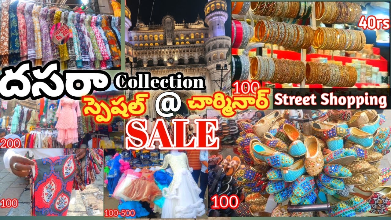 ✨️Dussehra Special,Cheap &Best Charminar  Street Shopping Latest/festive collection @ Charminar 🛍