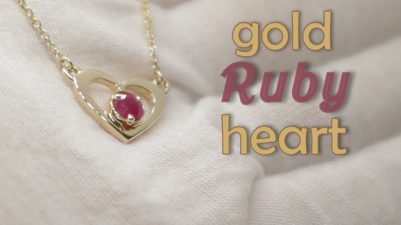 Golden Heart with Ruby - HANDMADE