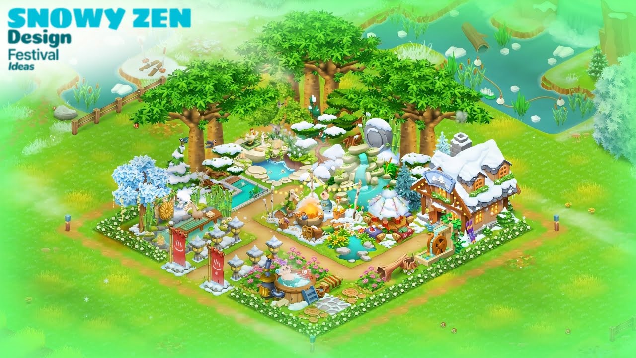 Snowy Zen design Festival ideas in Hay Day #hayday 