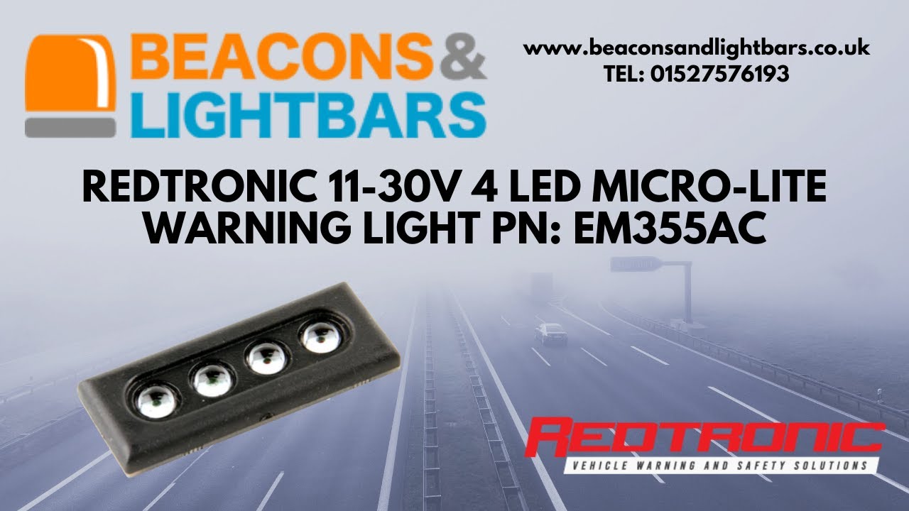 Redtronic 11-30V 4 LED Micro-Lite Warning Light PN: EM355AC - Beaconsandlightbars