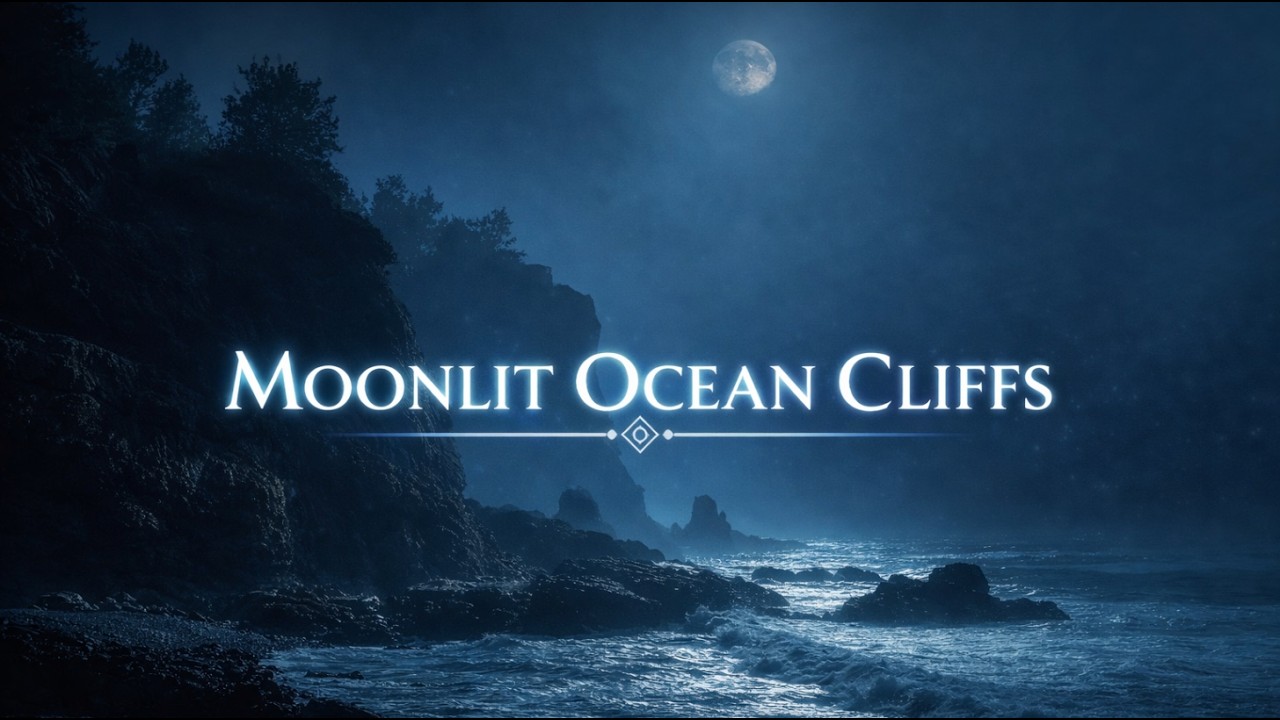 Moonlit Ocean Cliffs | Relaxing Ambient Music, Mysterious Night Ambience