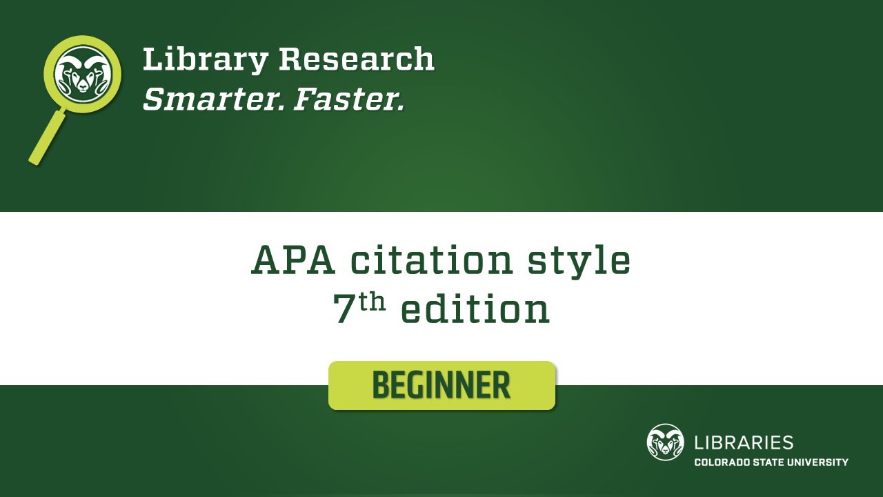 APA Citation Style, 7th edition