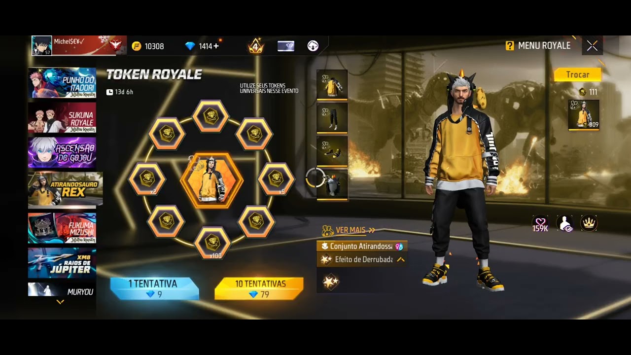 Pegando a skin do tiradosauro rex