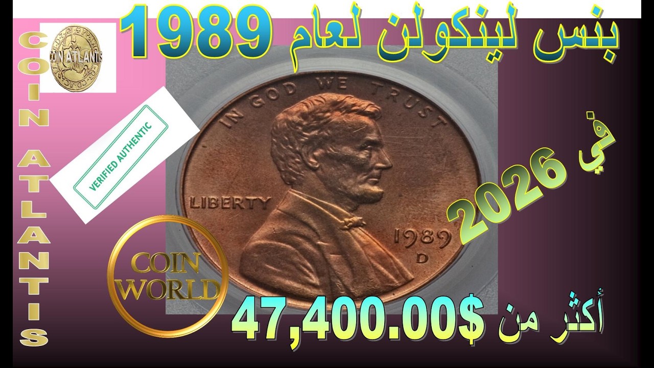 قوائم نادرة لأخطاء عملة بنس لينكولن لعام 1989 .أكثر من 47 ألف دولار