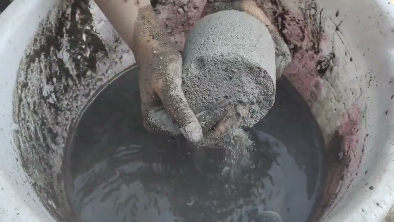 Asmr - charcoalashes sand cement water 💦 crumbling