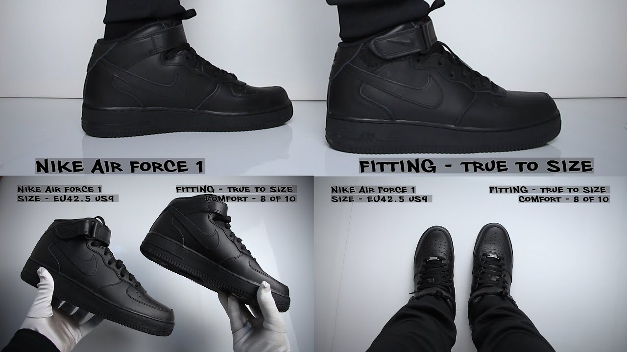 Nike Air Force 1 Mid Black (review) - Unboxing & On Feet