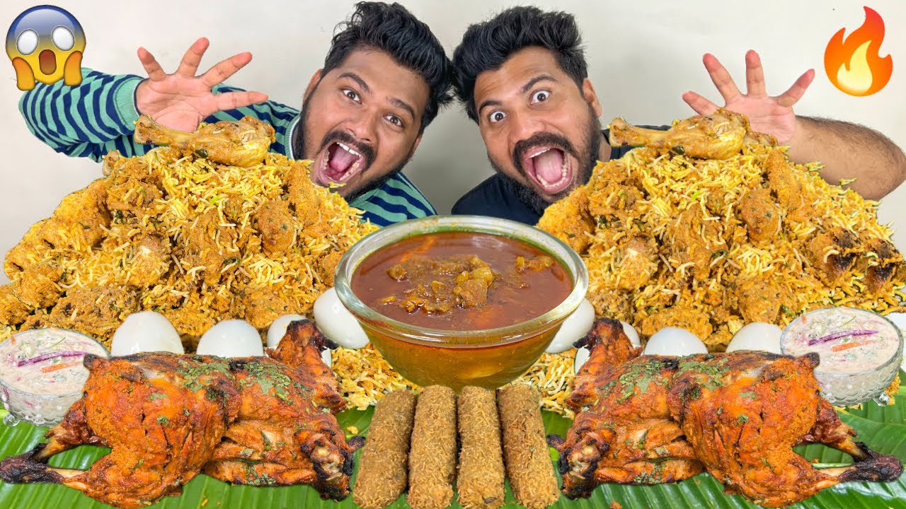 4KG CHICKEN DEGI BIRYANI EATING WITH 2WHOLE TANDOORI CHICKEN,CHICKEN KEBABS,BOILED EGGS MUKBANG🔥