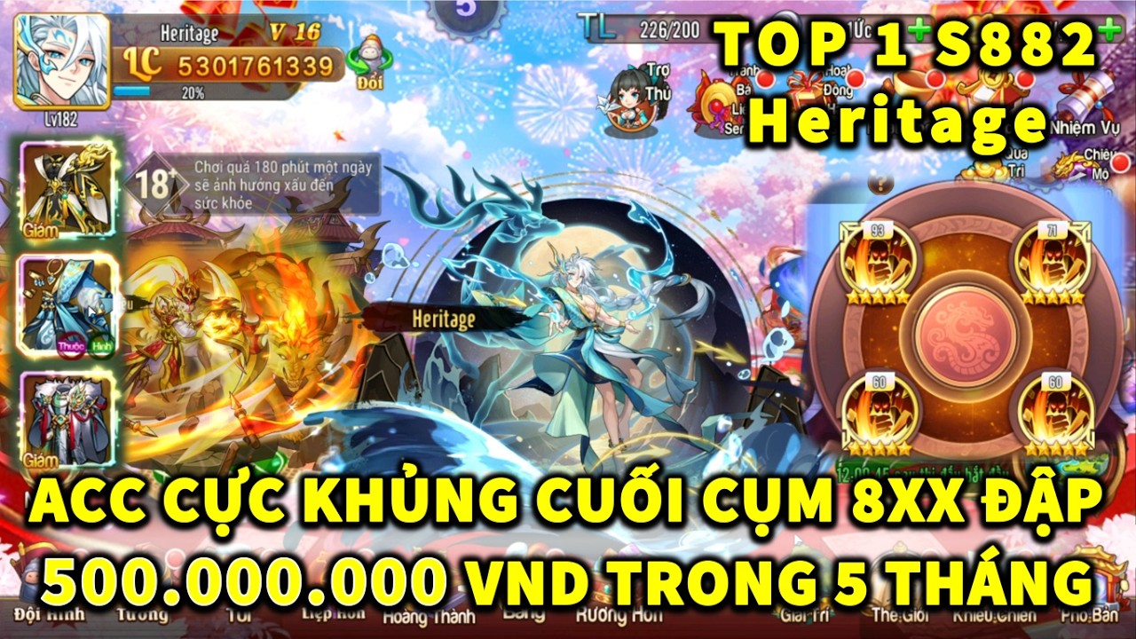 OMG3Q TOP 1 S882 Heritage CON ACC CỰC KHỦNG CUỐI CỤM 8XX ĐẬP HƠN 500.000.000 VND CHỈ TRONG 5 THÁNG!