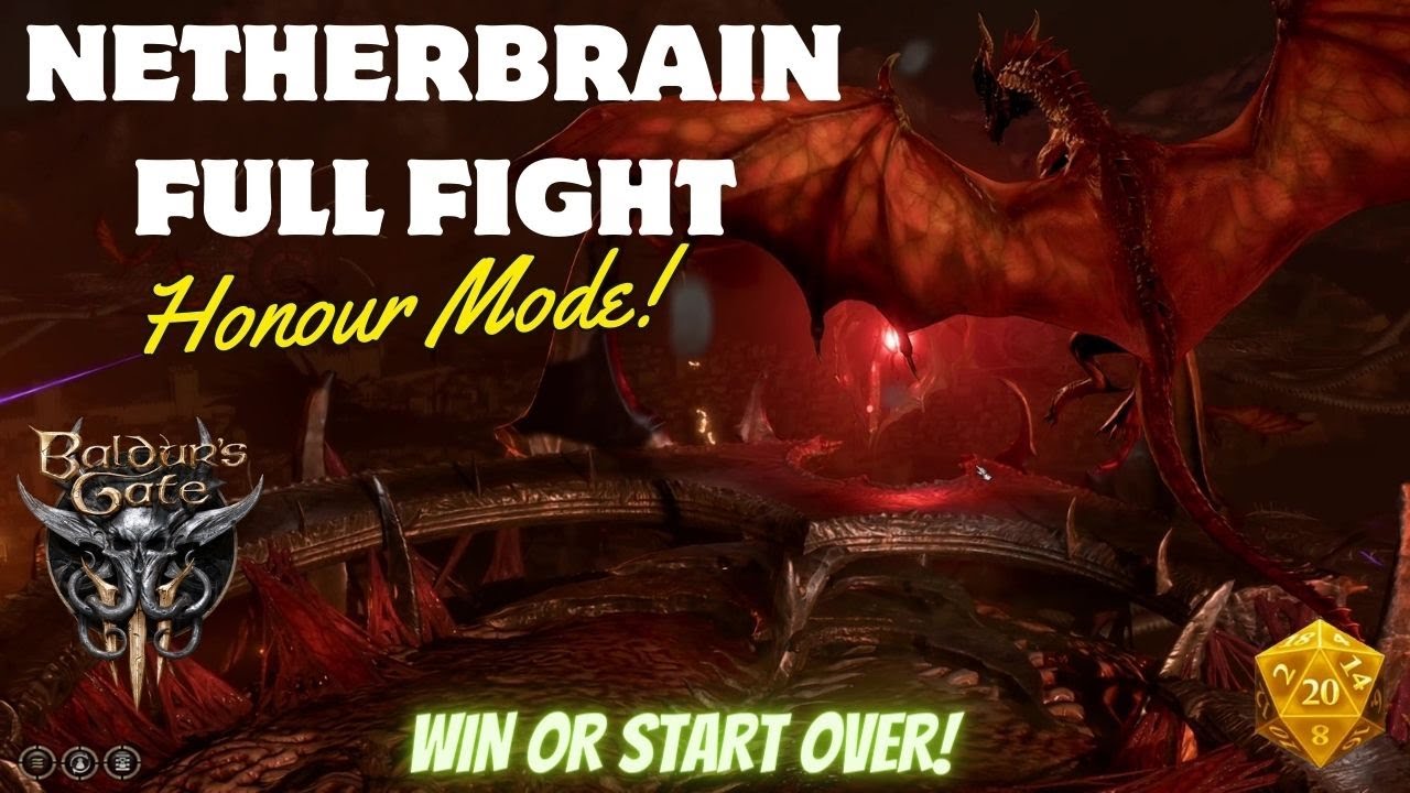 Baldur's Gate 3 Honour Mode Netherbrain Full Fight - Win or Start Over!