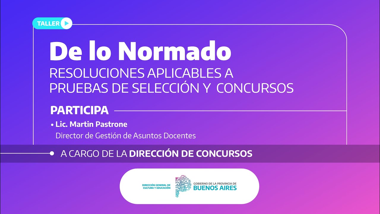 🔴Vivo - 3° Taller "De lo normado"📘 Dirección de Concursos