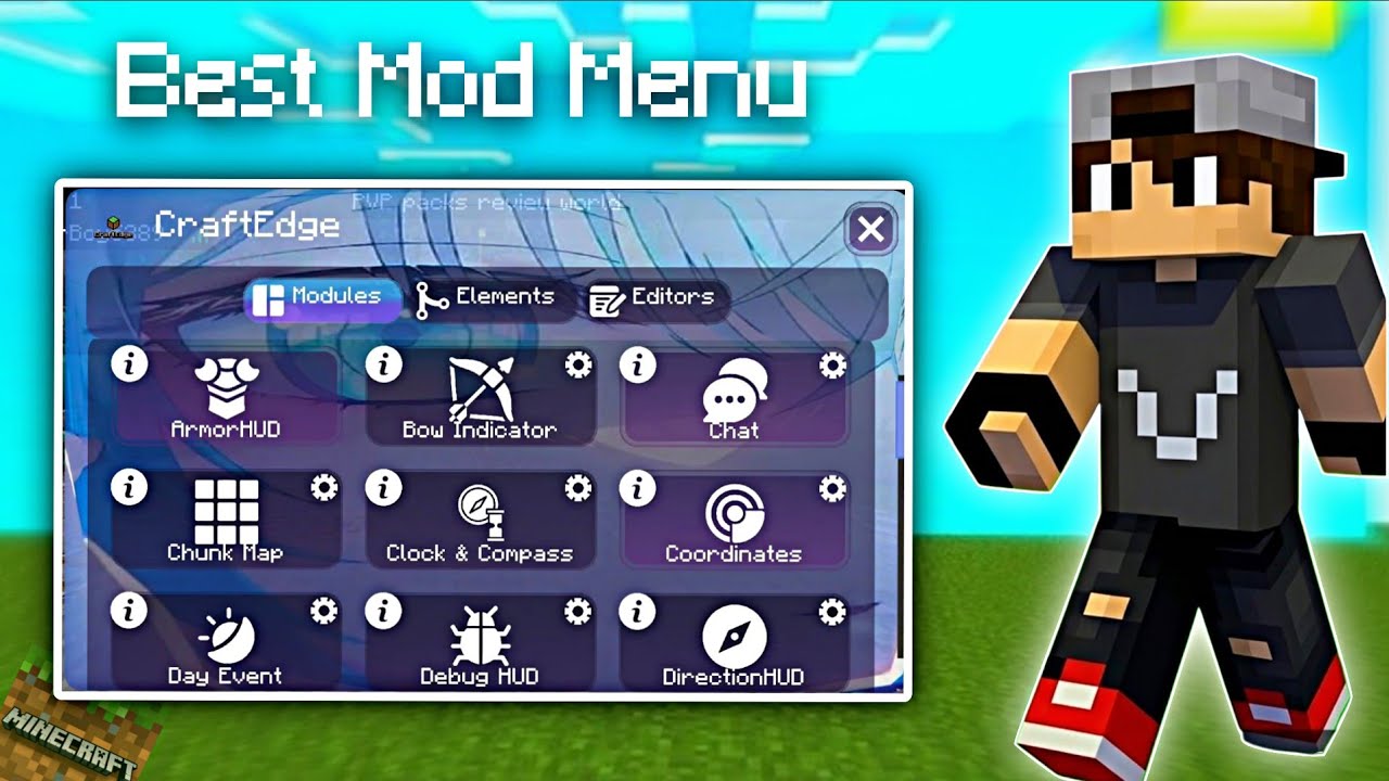 Craft edge V2 Client For Minecraft PE / Bedrock 1.21+ | Minecraft Best Mod Menu Client 