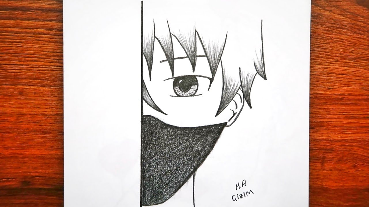 EASY ANİME BOY DRAWİNG / Kolay Yoldan Maskeli Anime Erkek Çizimi Karakalem