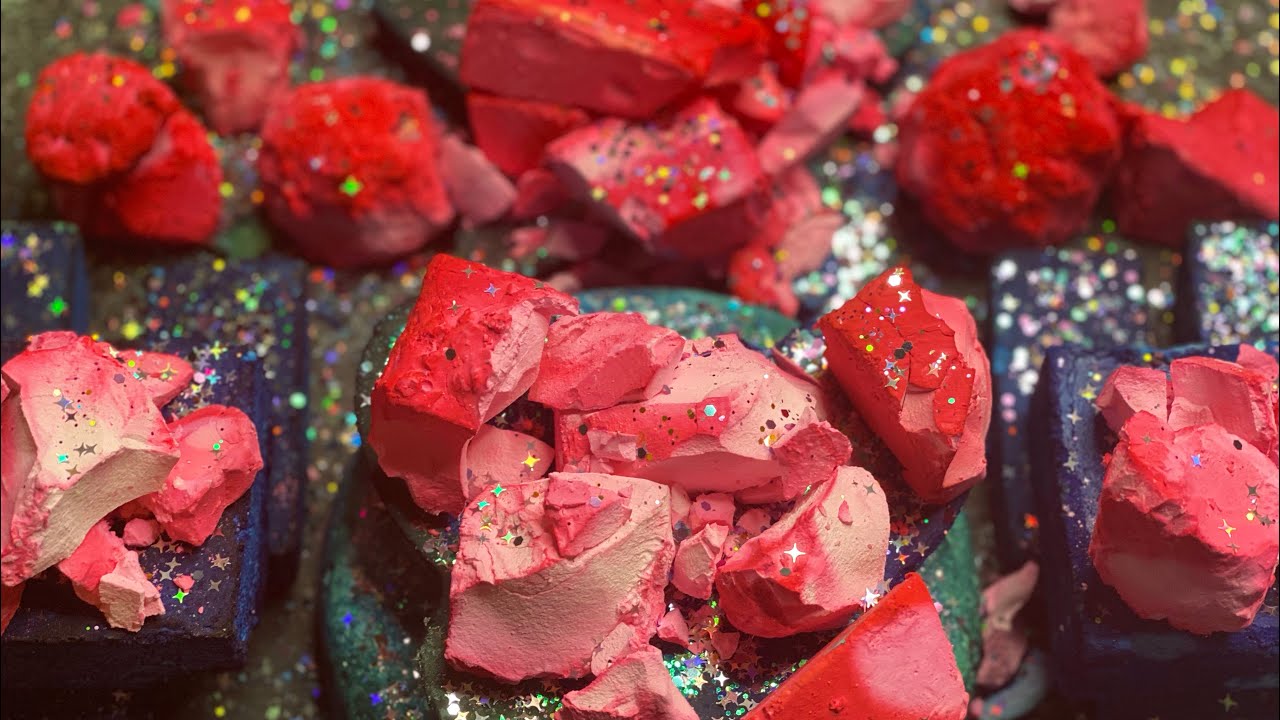Pretty Pink Dyed BSN Chalk Chunks with Bluetiful Reforms 🔷🎀🔷 | Gym Chalk ASMR | Dyed Gym Chalk |
