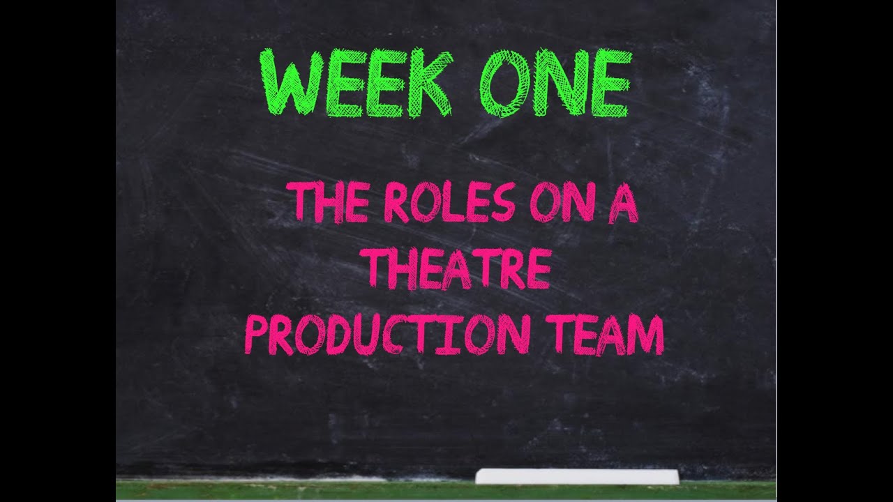Week 1 (Part 1 of 2) ROLES IN THEATRE PRODUCTION