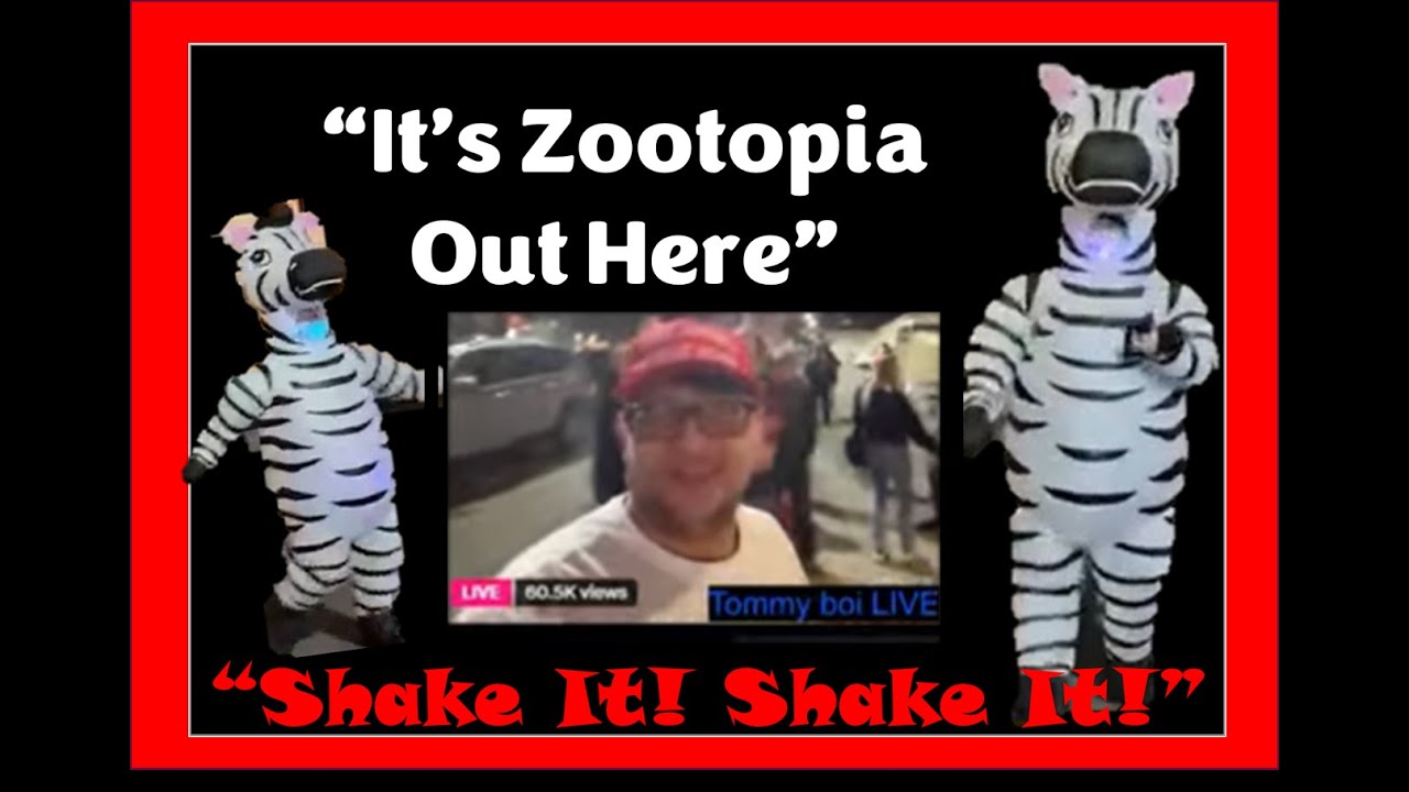ANTIFA Zebra Inflatable Dances for TommyBoi at Portland Ice Protests