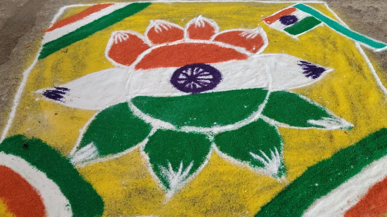 August 15 Indipendent 🇮🇳 day rangoli||january 26 repablic day🇮🇳 rangoli||Macharla shivanii 