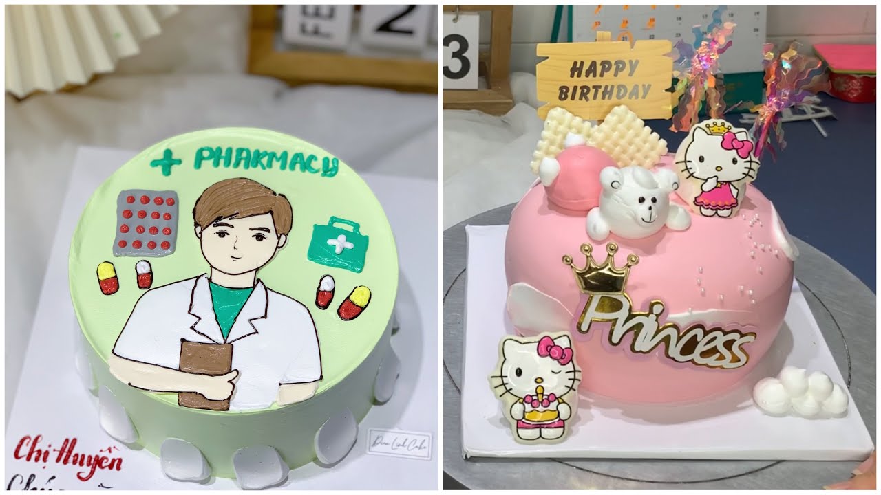 Làm bánh kem Hello Kitty bằng Chocolate, vẽ hình Bác Sĩ - DiêuLinh Cake