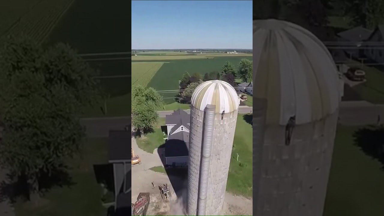Close-Up of Dangerous Silo Demolition Failure: Unforeseen Risks #demolition #fail