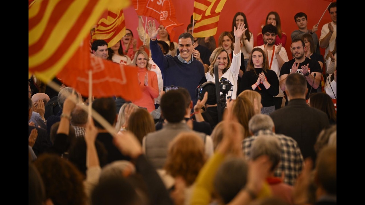 Pedro Sánchez y Pilar Alegría intervienen en el acto de cierre de campaña en Zaragoza
