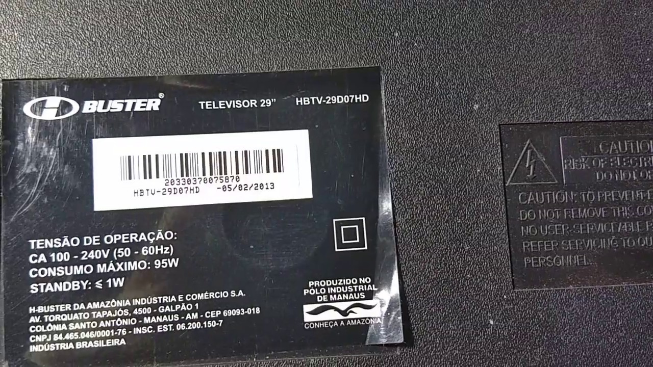 Tv H-Buster modelo HBTV 29D07HD não liga com led standby verde.