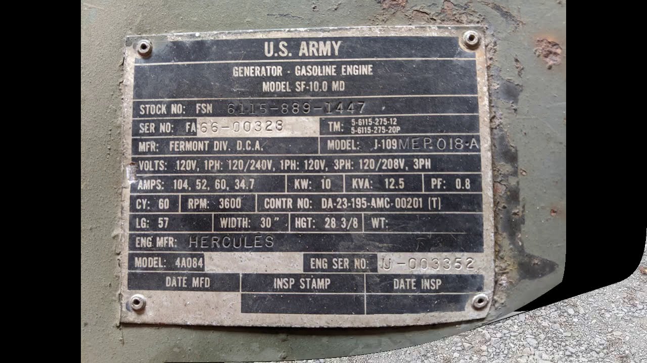 First Start in 34 Years! Old Start on MEP018-A 10kW Military Generator