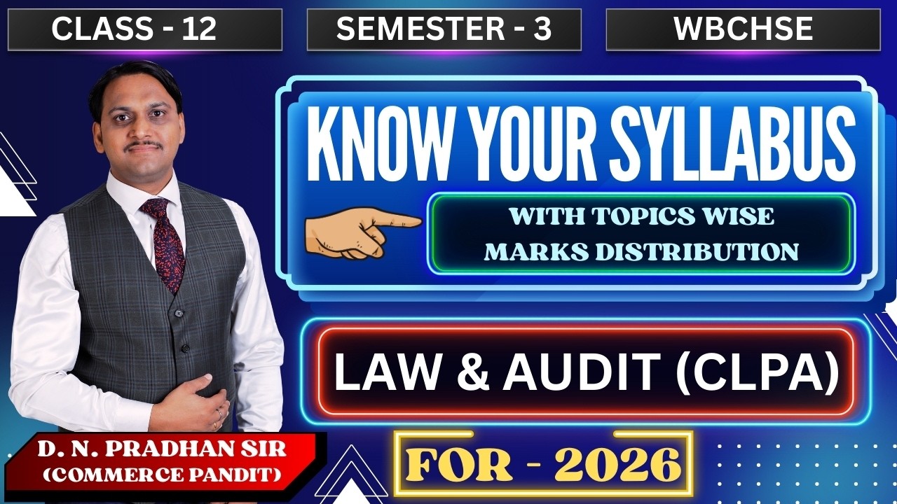 Law & Audit (CLPA) Syllabus with Topic Wise Marks Distribution | Class - 12 | Semester - 3 | WBCHSE