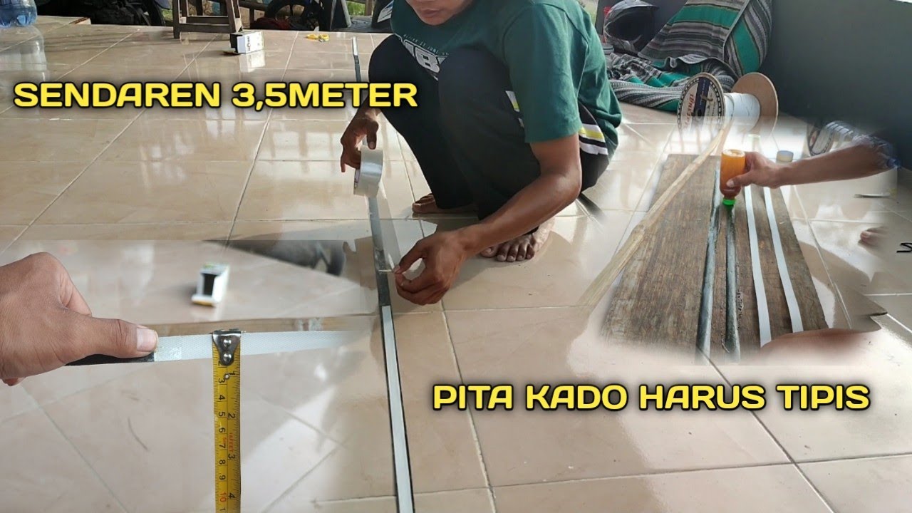 Cara membuat sendaren pita kado suara renyah pentangan 350cm
