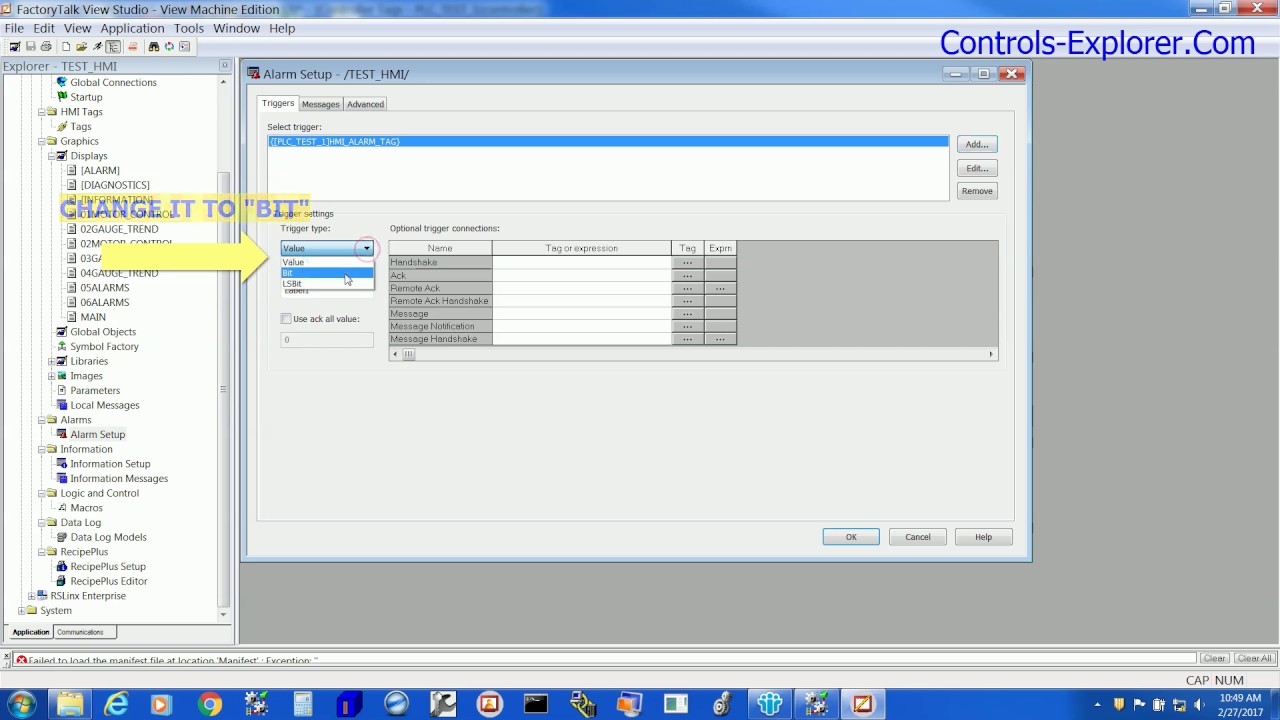 PANEL VIEW HMI ALARM