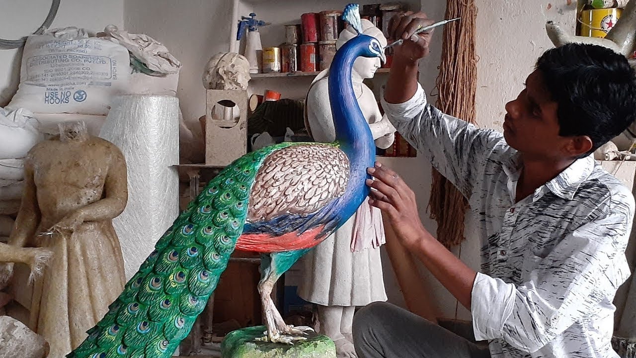 peacock statue painting step by step | painting for beginners | creative art | ayan haldar