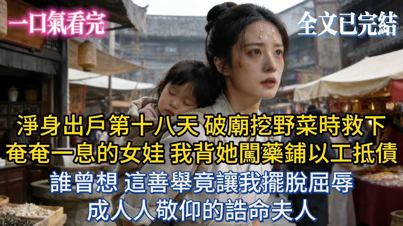 【完結小說】淨身出戶第十八天，破廟挖野菜時救下奄奄一息的女娃。我背她闖藥鋪以工抵債，誰曾想，這善舉竟讓我擺脫屈辱，成人人敬仰的誥命夫人 #小说推荐 #小说 #古風 #完結 #逆襲