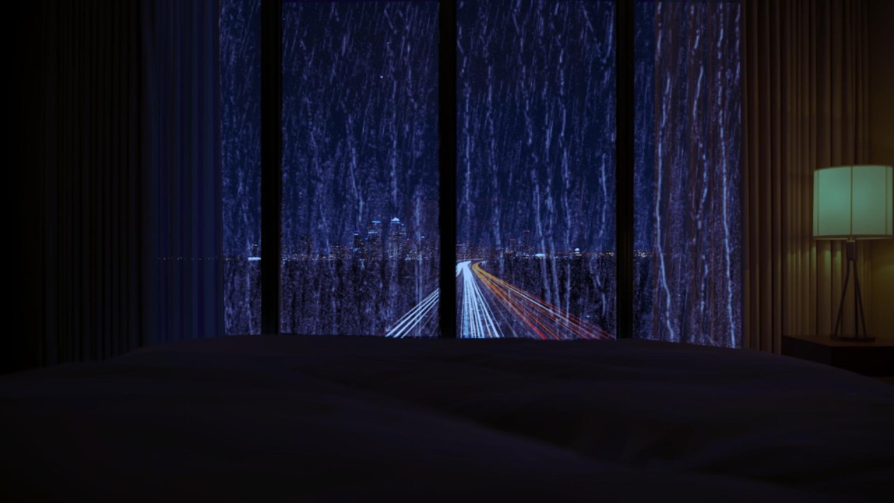 Goodbye Insomnia Sleping With Heavy Rain Sounds And Thunderstorm In outside Bedroom Modern Newyork