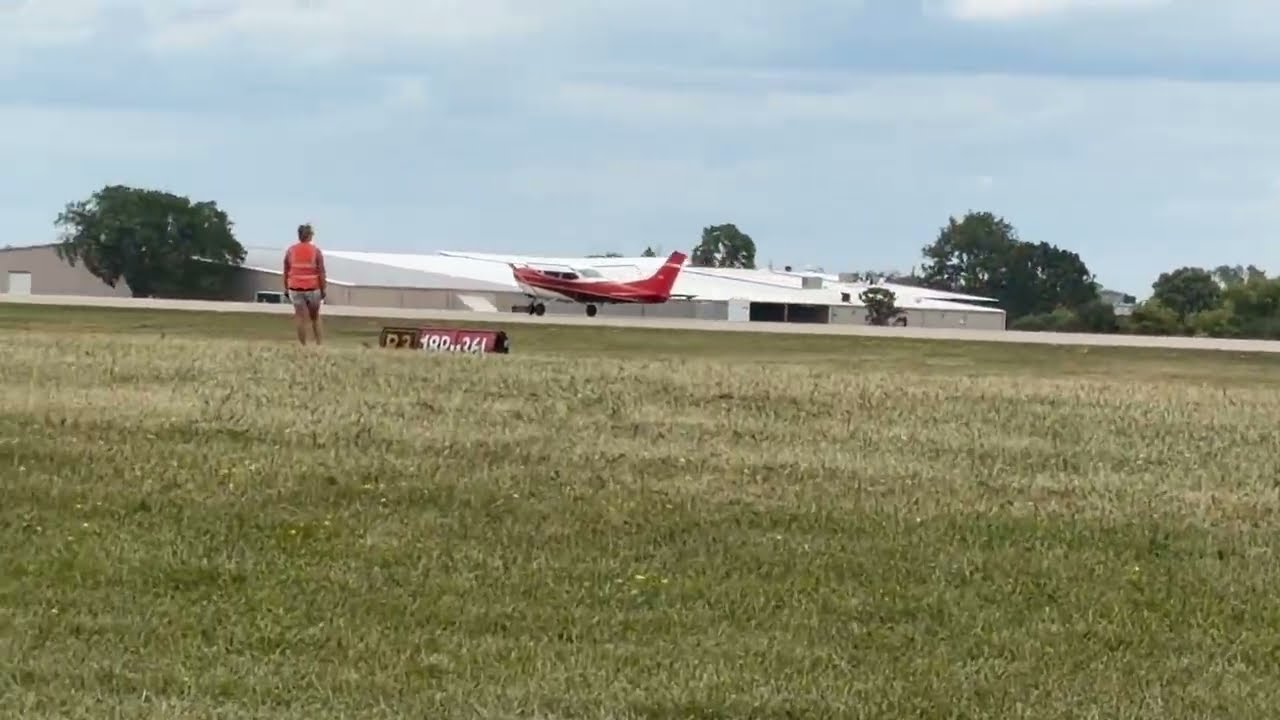64) Cessna 182 Skylane lands at AirVenture on Tuesday, July 21, 2026