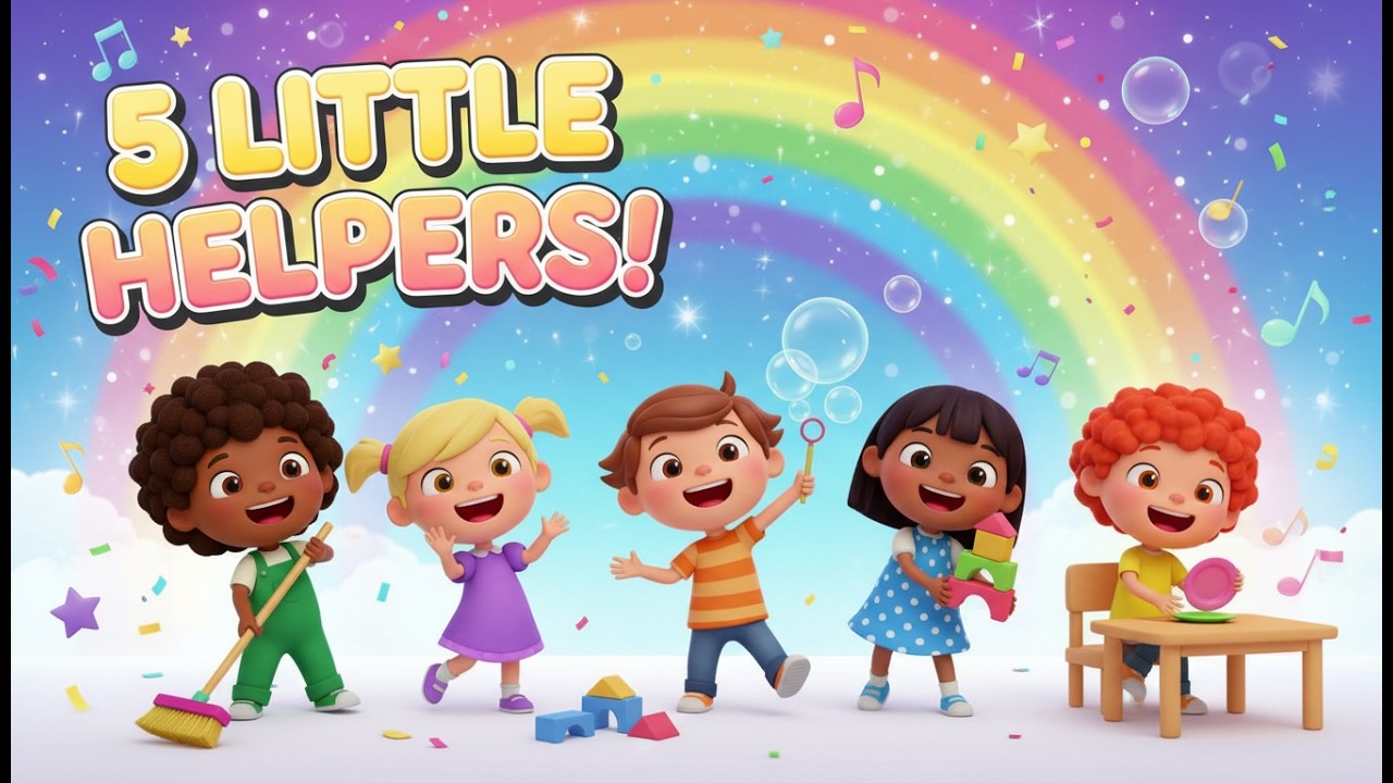 Five Little Helpers 🧹✨ | Kids Helping Song | Clean Up & Good Habits Song for Children