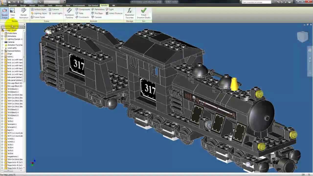 Lego Train Assembled in Autodesk Inventor (Normalized Audio)