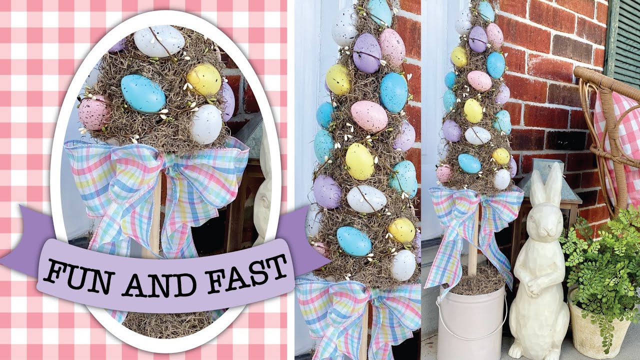 EGGTASTIC 🐇 DOLLAR TREE Easter Craft | (Topiary Tree) Spring 2023