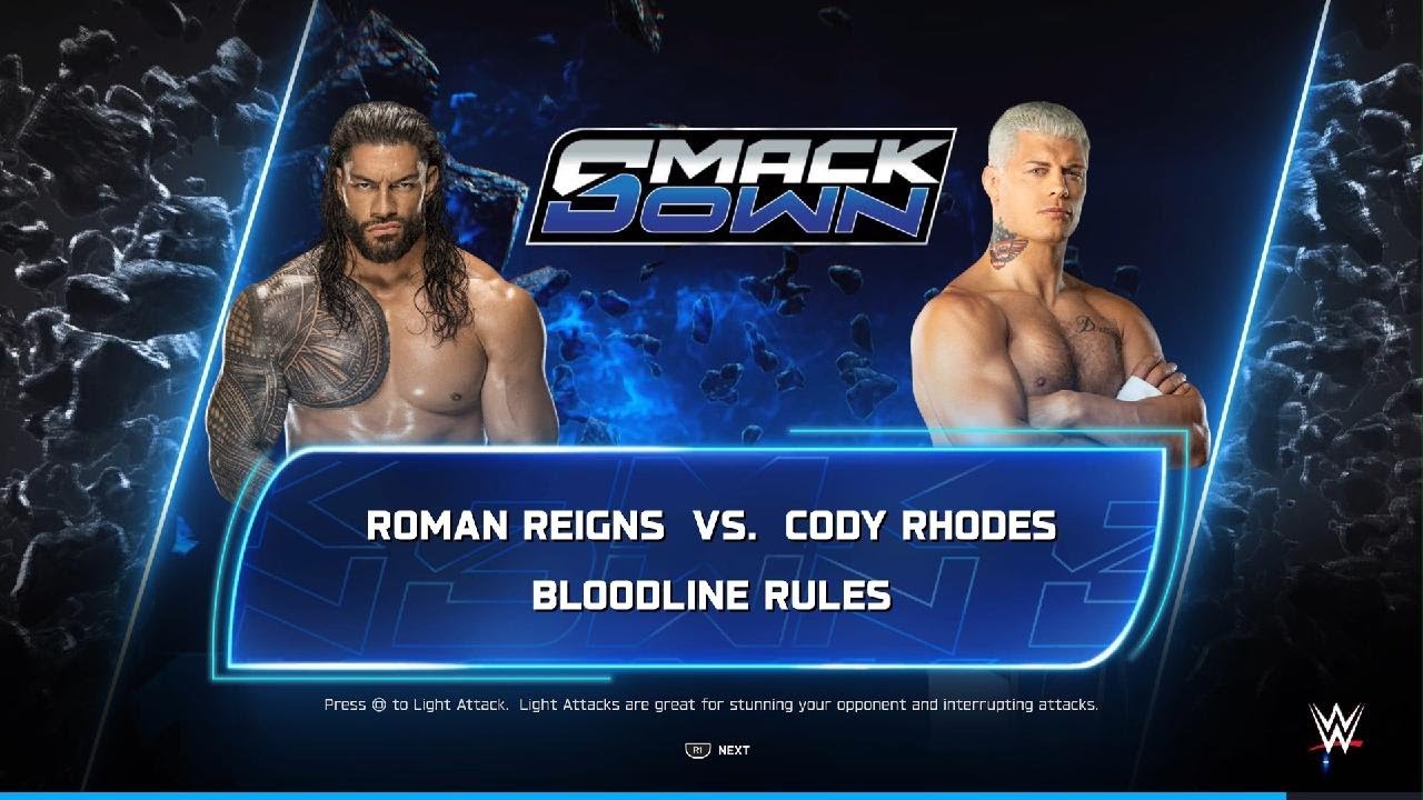 WWE 2K25 Roman Regins vs Cody Rhodes Bloodline Rules