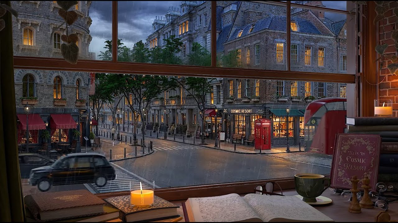 London Study Room Ambience 🌧️ Rain & Thunderstorm Sounds for Studying, Relaxation, and Focus