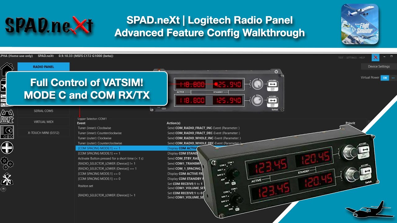 (Симулятор видео) SPAD.neXt | Панель радиосвязи Logitech | Расширенная конфигурация
