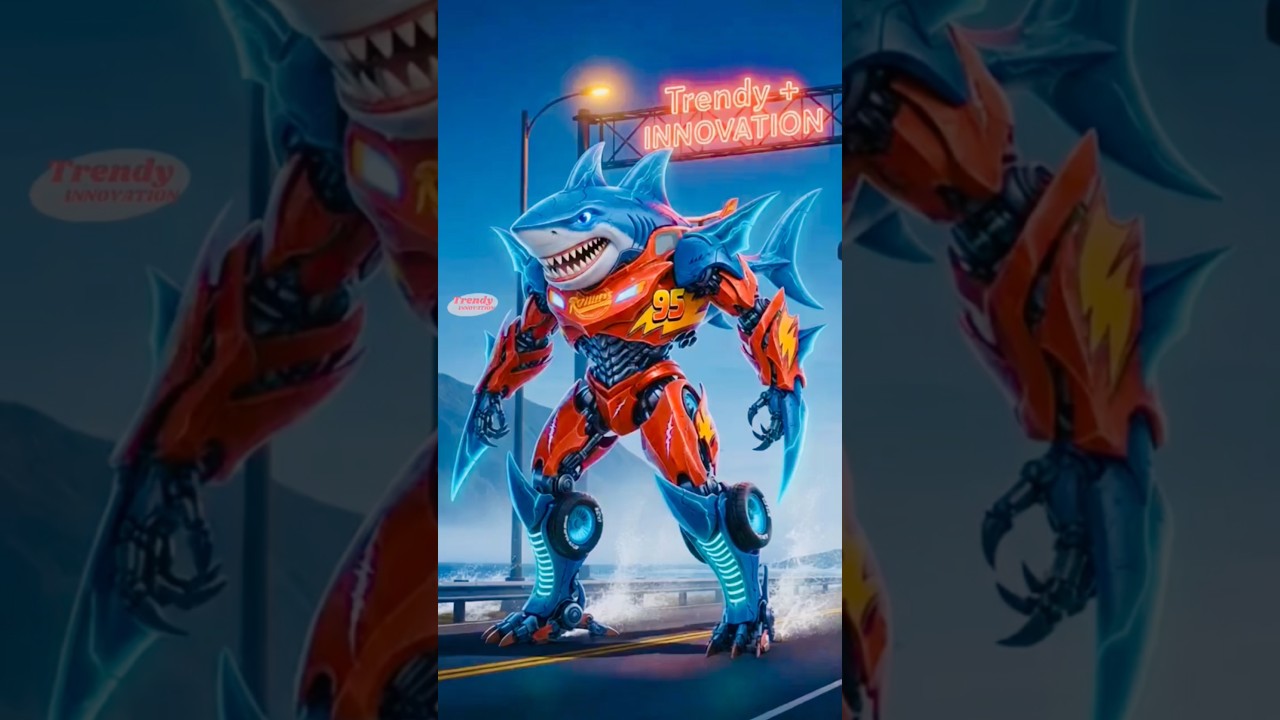 Racing McQueen Shark Transformers City chase #shorts