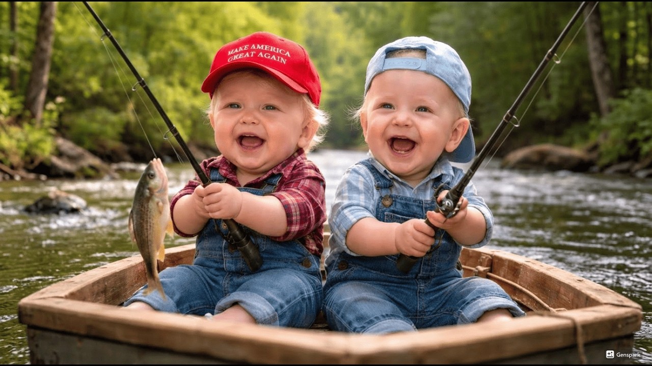 Малыш Трамп отправился на рыбалку с малышом Джо! 🎣😂