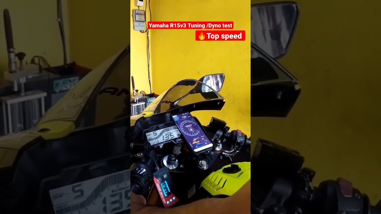 yamaha R15V3 Tuning /Dyno test 🔥 Top speed 🤯💯 || #shorts #yamahar15 #dynotest #topspeed #shortsfeed