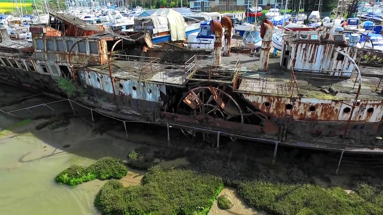 PS Ryde Queen on the River Medina - Drone Video April 2017