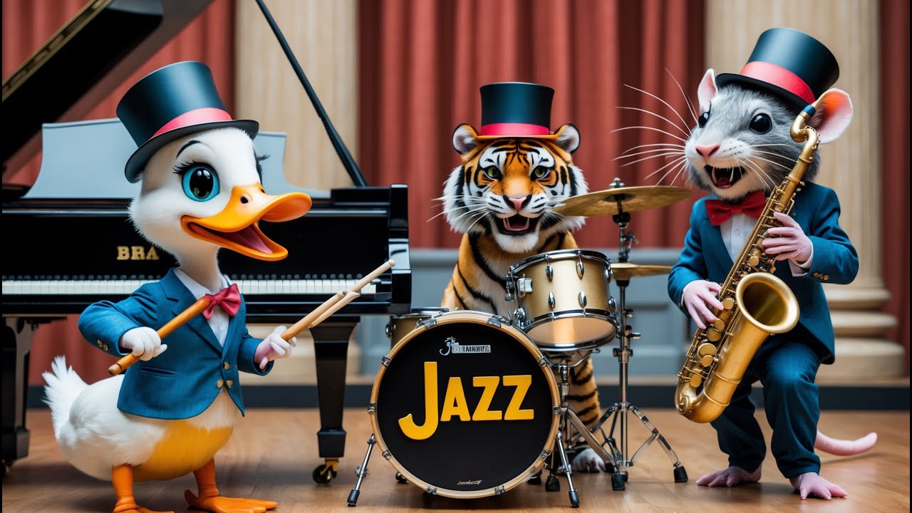 🎷🦊🎷 Incredible Animal Jazz Band Plays Upbeat Dixieland Jazz. 4K UHD Music for Relaxation & Mood Boos