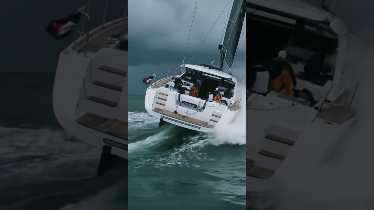 Racing Yacht Battles Monstrous Wave 🌊⛈️ | Epic Storm Sailing #