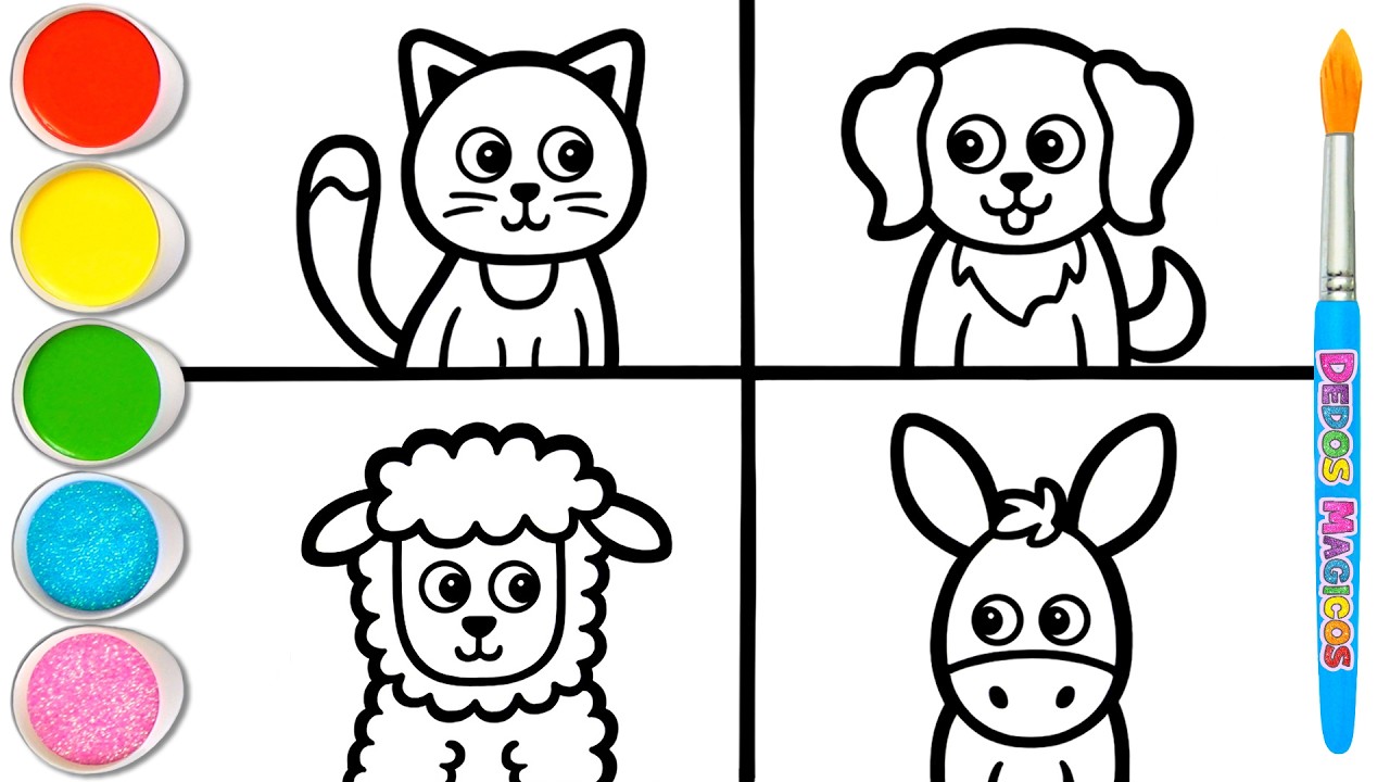 🐈🐕🐑🐓🐄 Dibujemos y Pintemos Animales de Granja para Niños y Niñas | Consejos de Pintura #224