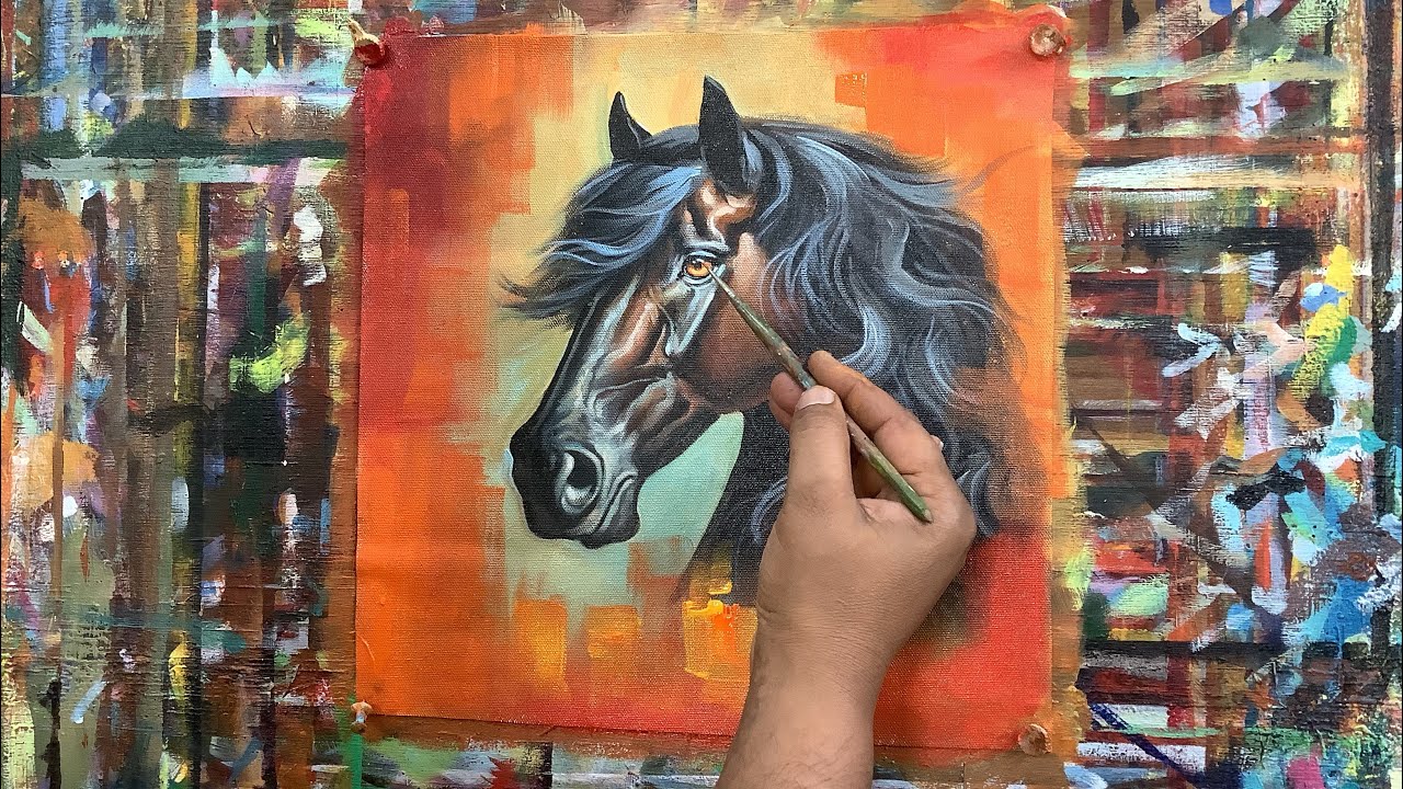 Easy Acrylic Horse Painting Tutorial || Basics To Draw a Horse With easy techniques || ARTOHOLIC