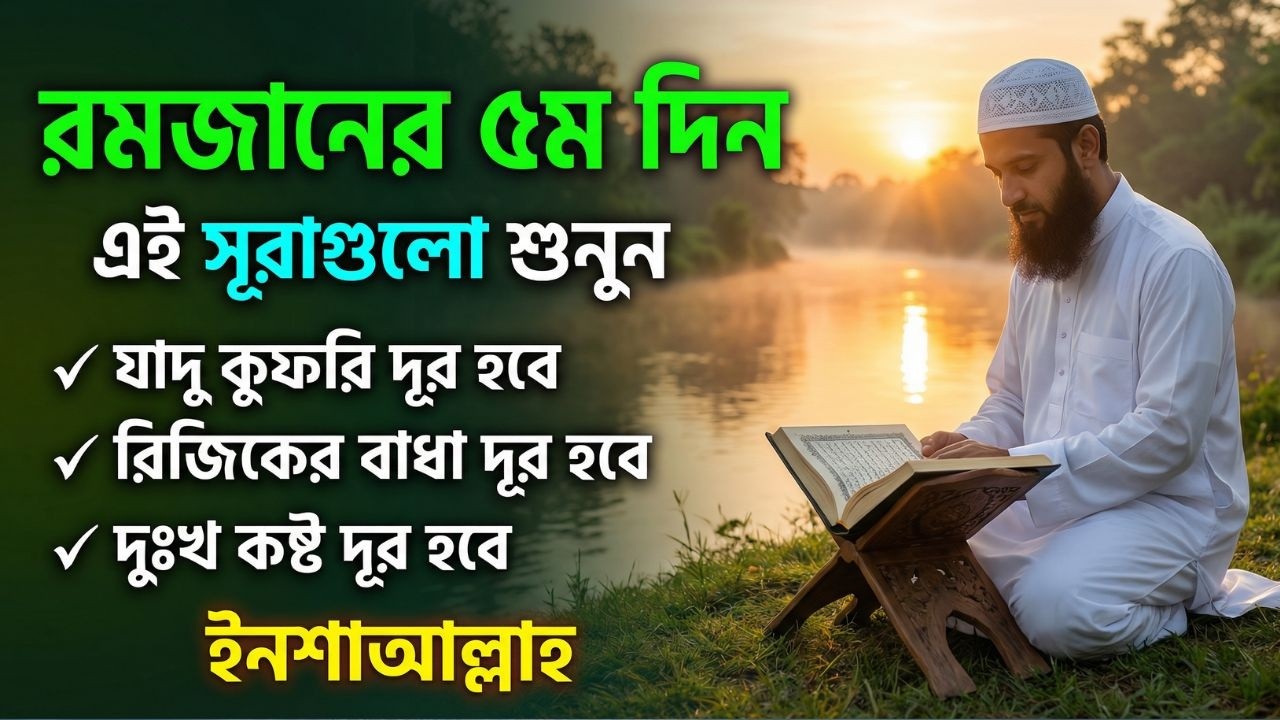 আজ পবিত্র রমজানের ৫ম দিন - জীন, ভুত, রোগ, দুশ্চিন্তা, বদনজর, রিজিকের বাধা দুর হবে ইনশাআল্লাহ