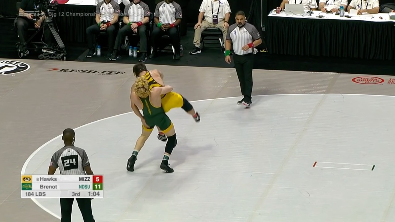 184lbs Aidan Brenot (North Dakota State) vs Colton Hawks (Missouri)