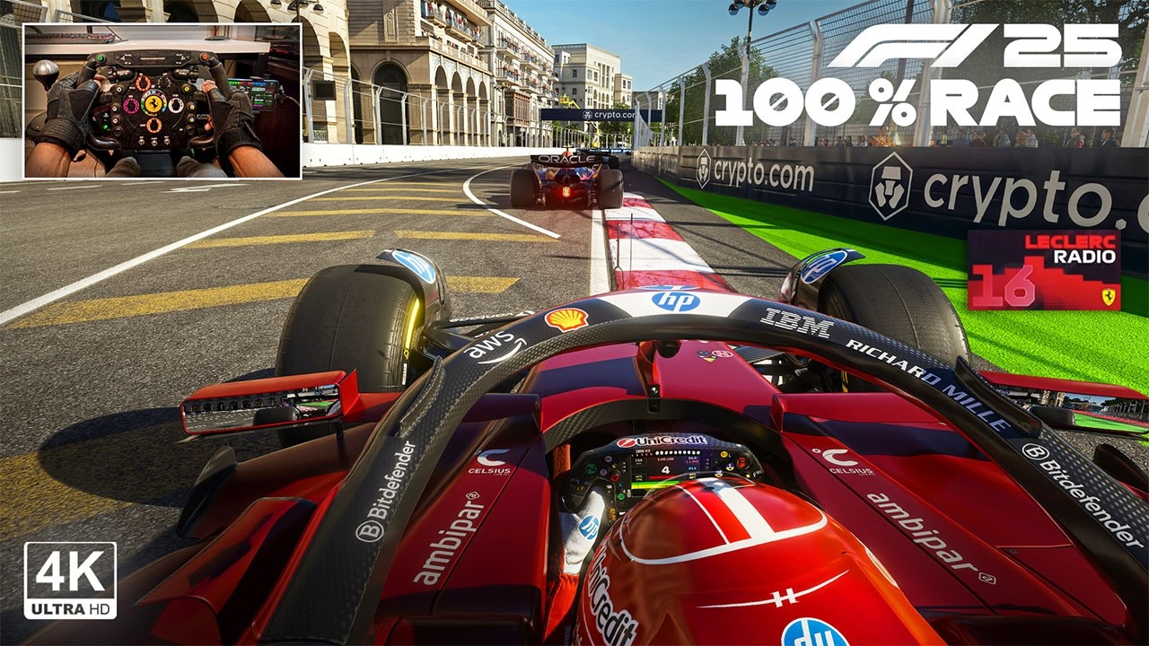 Charles Leclerc's Ferrari SF25 - 2025 Azerbaijan GP Baku 100% Race | F1 25 Ultra Realistic Gameplay